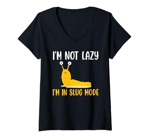 Damen Im Not Lazy Im In Slug Mode Banana Slug Malacology T-Shirt mit V-Ausschnitt von Bananenschnecke Designs Ideen Malakologie