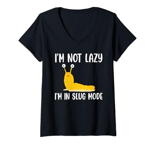 Damen Im Not Lazy Im In Slug Mode Banana Slug Malacology T-Shirt mit V-Ausschnitt von Bananenschnecke Designs Ideen Malakologie