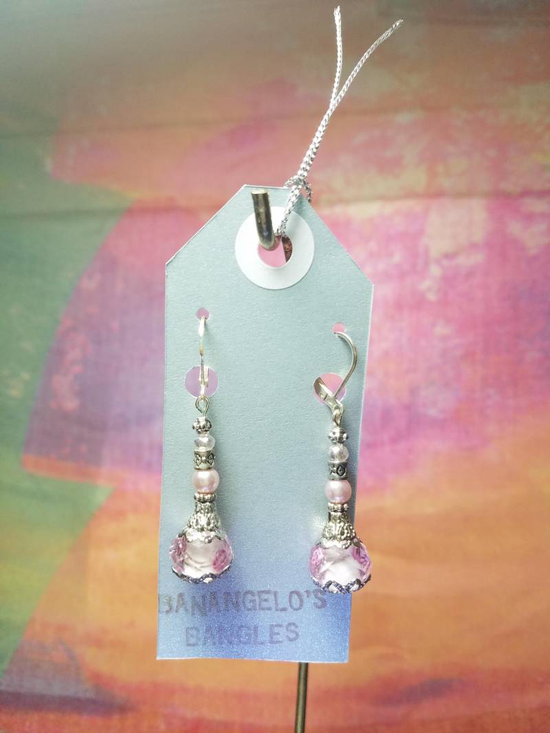 Gestapelt, Rosa Perlen, Perlen Und Swarovski Kristall Ohrringe Gestapelt, Rosa Perlen, Perlen Und Swarovski Kristall Ohrringe von BanangelosBangles