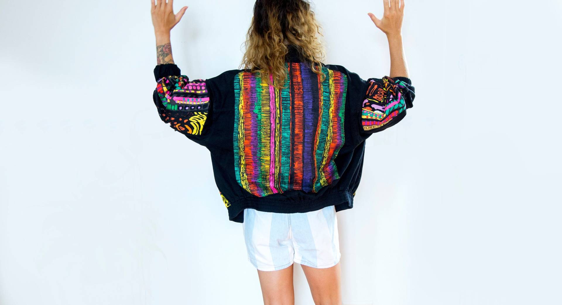 80Er Anfang 90Er Vintage Jacke Baumwolle Schwarz Hippie Hiphop Jams World von BananiFashion