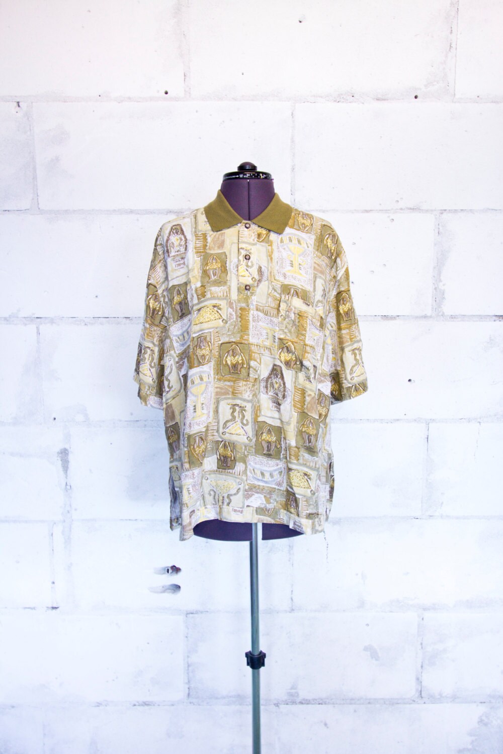80Er Viskose Abastract Ägypter Desert Tribe Inspiriert Light Shirt T-Shirt Kragen von BananiFashion