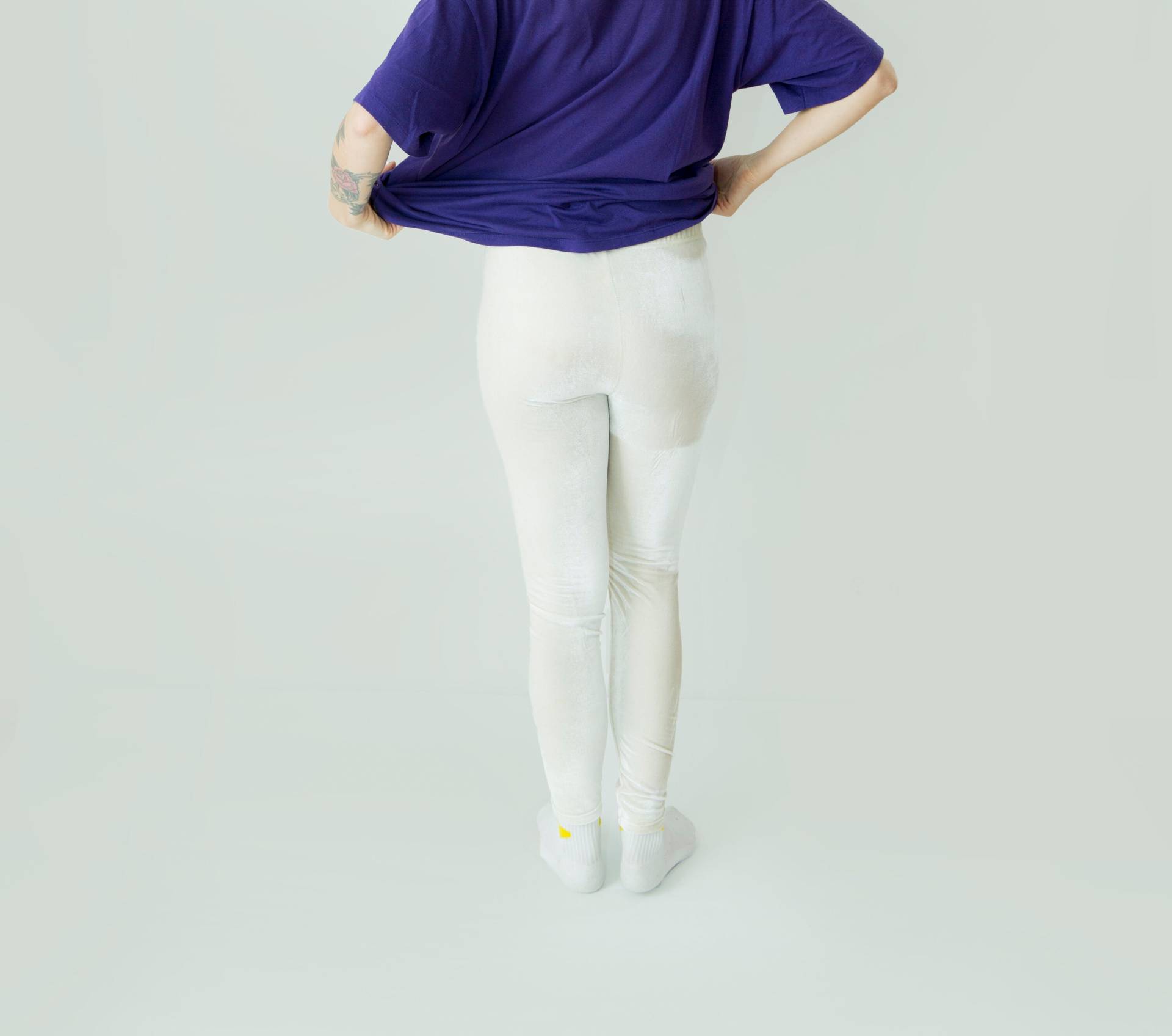 90S Vintage White Velour Kitsch Retro Tights Stretch Pants Glamour Rock Star von BananiFashion