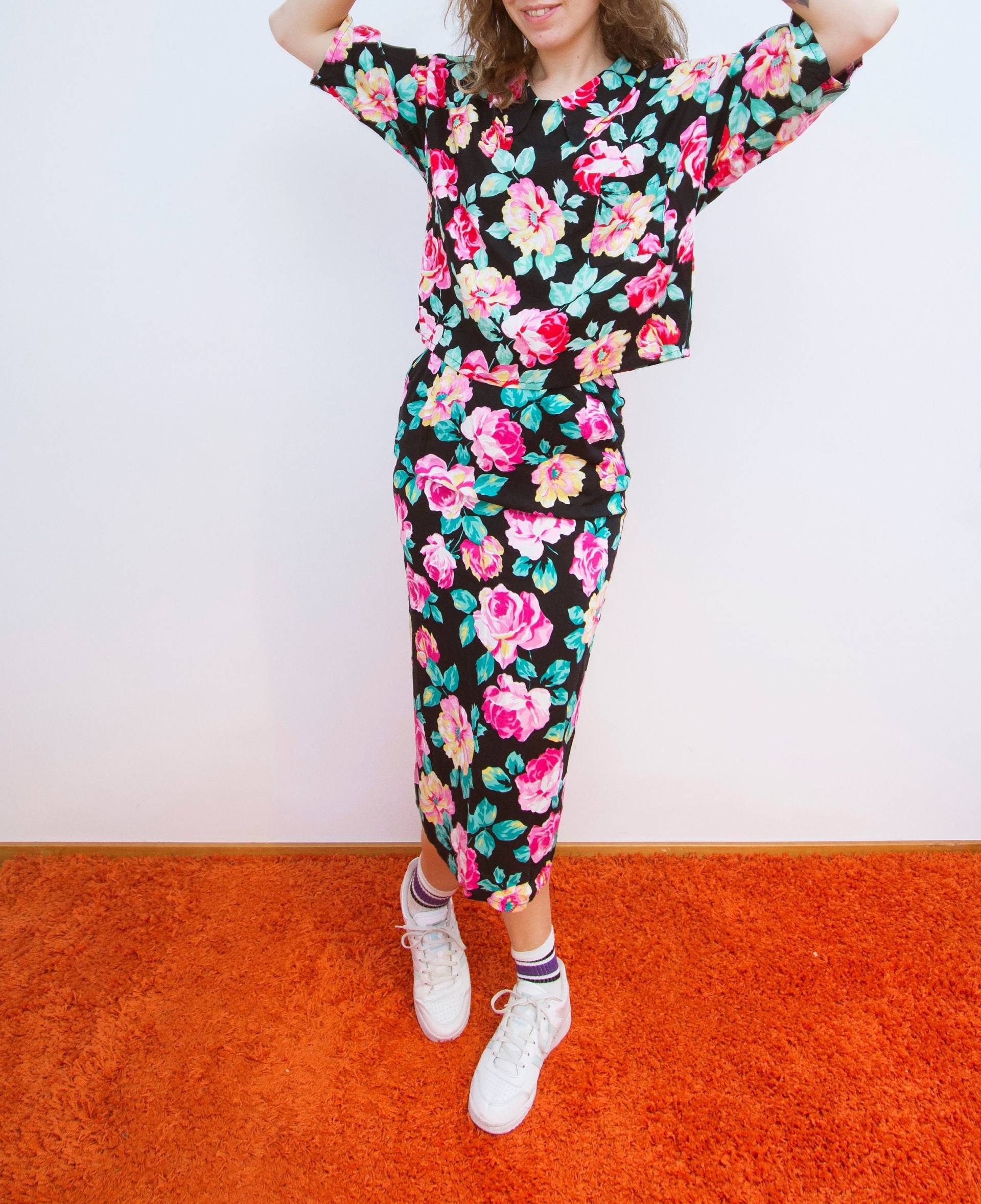 Anfang Der 90Er Jahre Passendes Top Und Rock Flower Power To The Max Party Dress Street Fashion Wear von BananiFashion