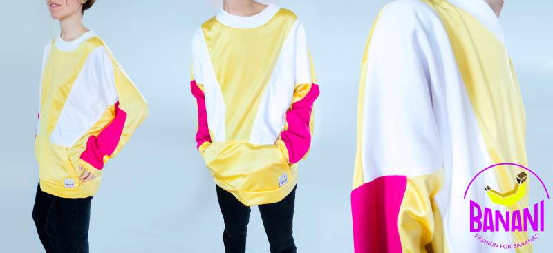 Banani Mode Retro Gelb Jogging Pullover Unisex Sportswear Street Style Sweatshirt Wct Stoff von BananiFashion
