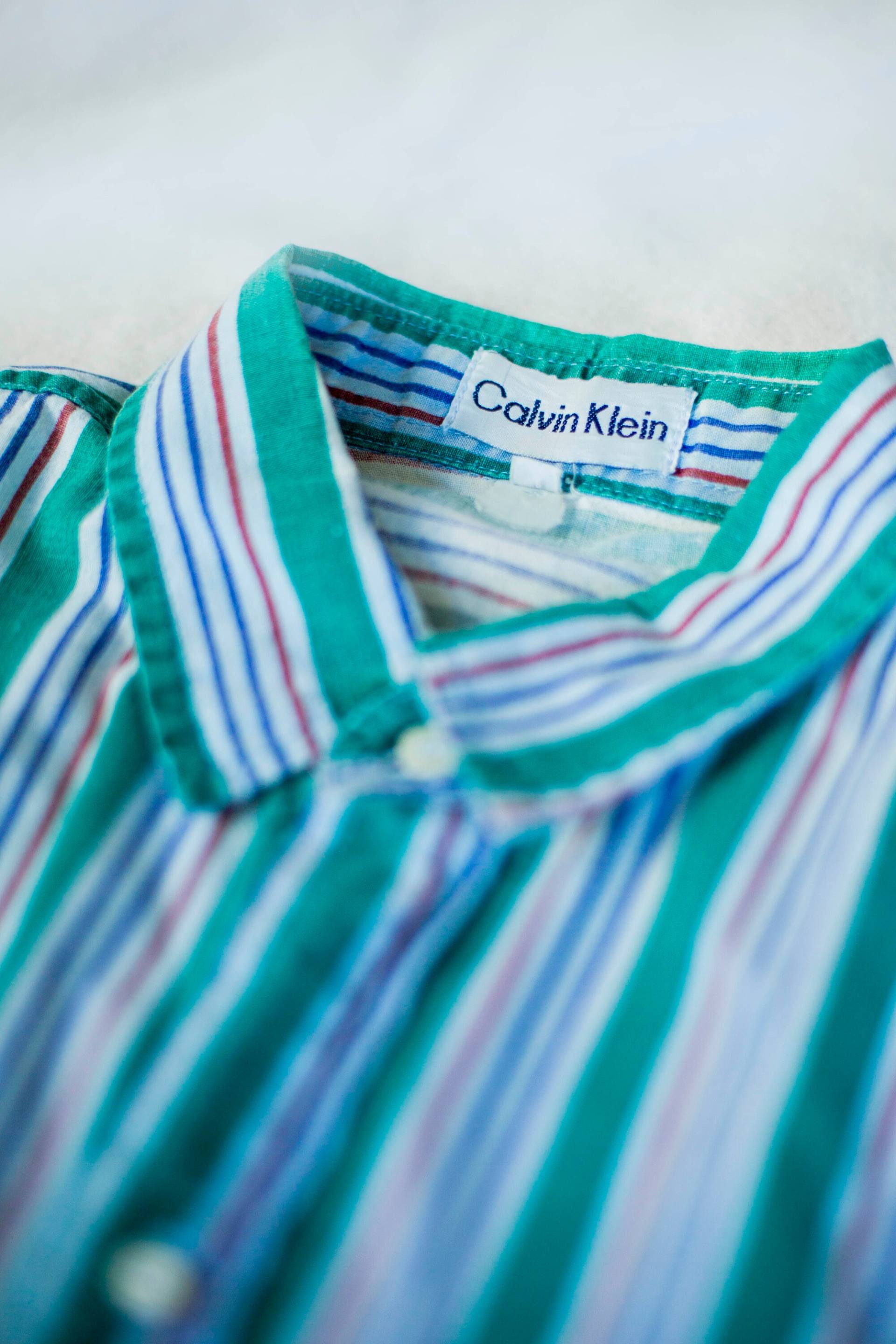 Calvin Klein Vintage Streifen Shirt Grün Blau von BananiFashion