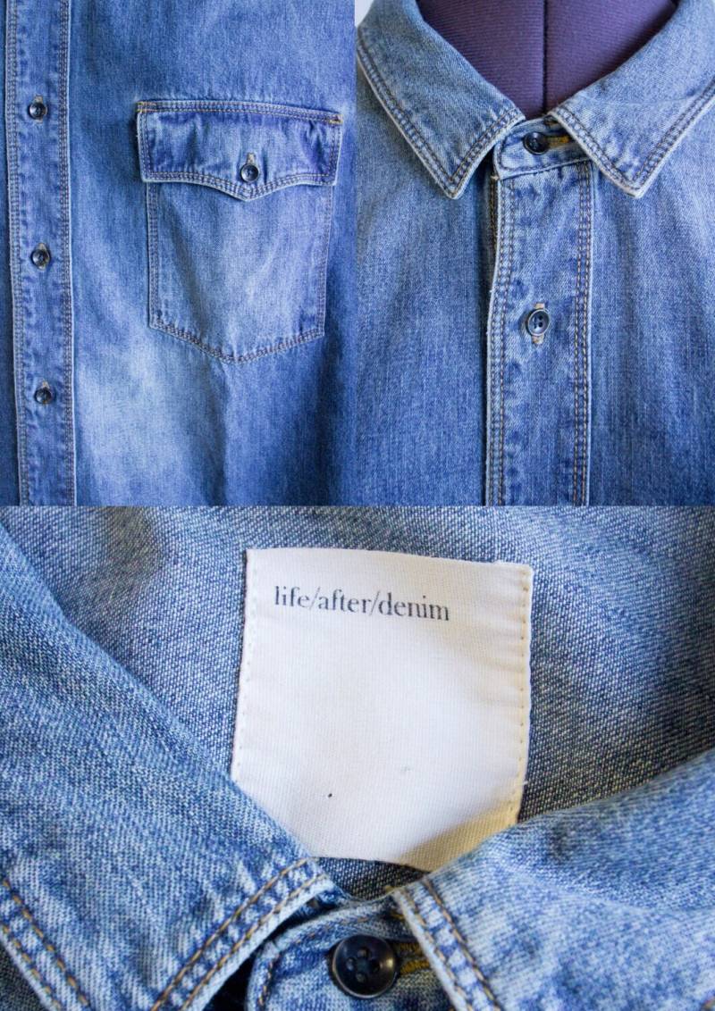 Denim Baumwollhemd 80Er/90Er Jahre Stil Shirt Herrenmode Life/ After/Denim Street Style Retro Hipster Denim Baumwollhemd 80Er/90Er Jahre Stil Shirt Herrenmode Life/ After/Denim Street Style Retro Hipster von BananiFashion