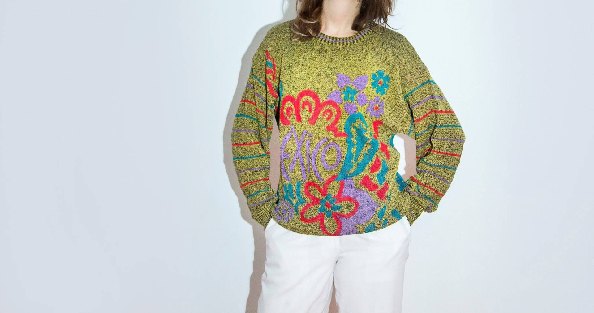Mexiko Gelber Vintage Sweater 90Er Jahre Surf Style Beach Hang Out Retro Skater Sweatshirt Geek School von BananiFashion