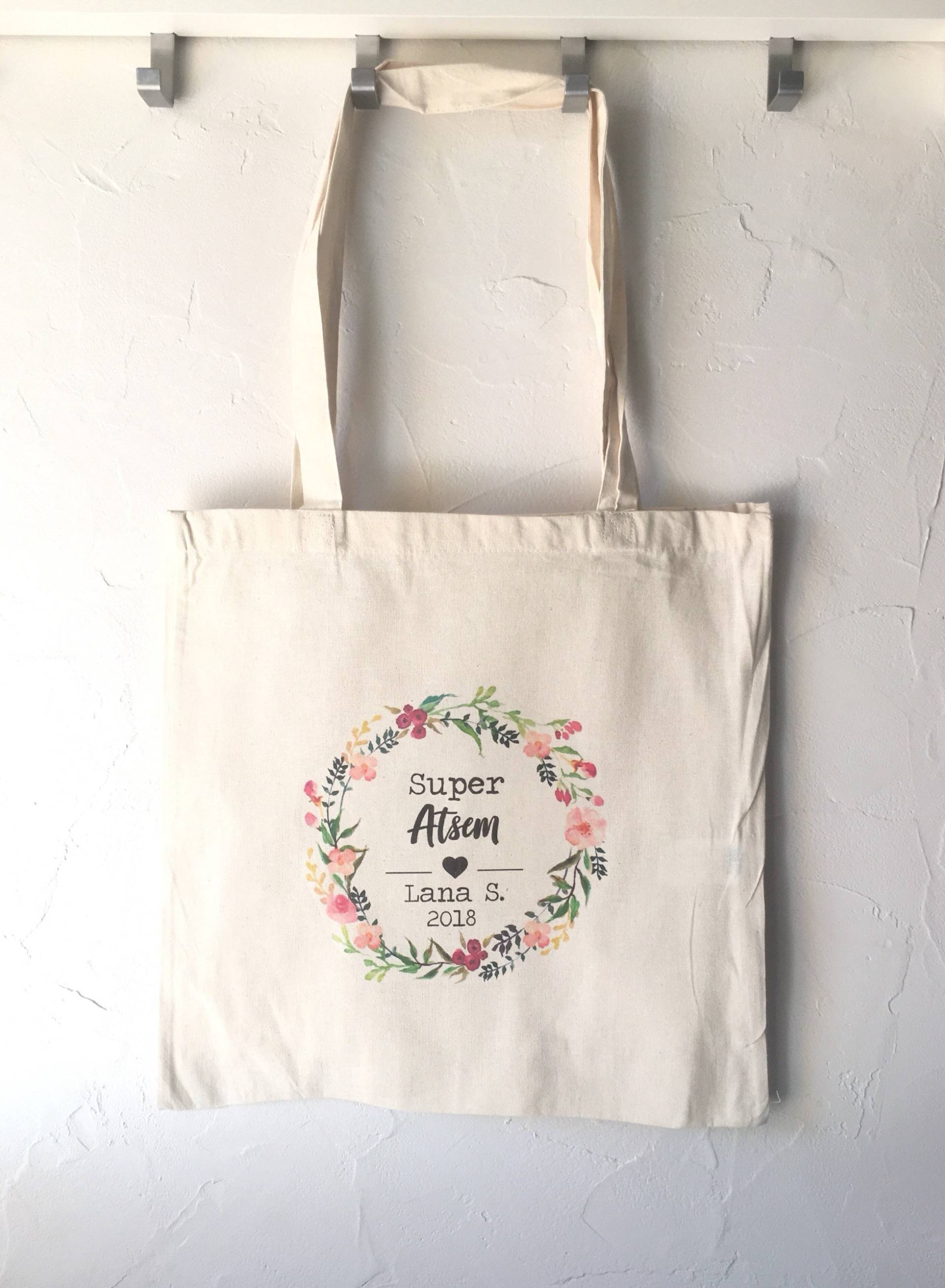 Personalisierte Baumwoll-Tragetasche Als Atsem-Geschenk Personalisierte Baumwoll-Tragetasche Als Atsem-Geschenk von Banasah