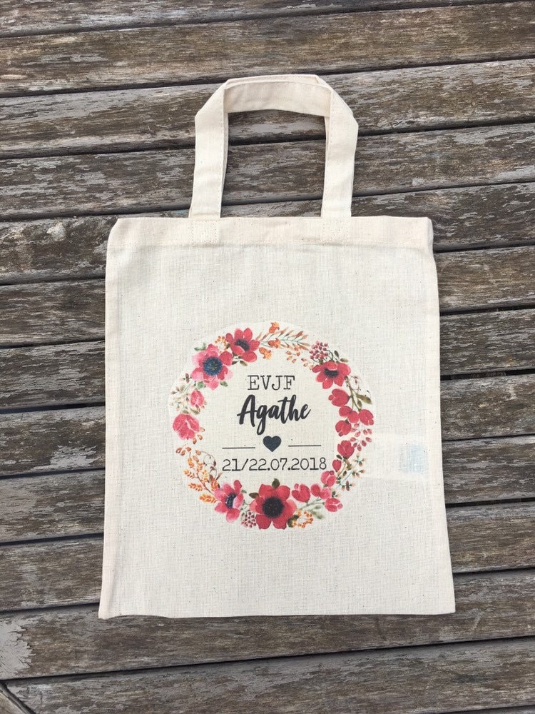 Personalisierte Baumwolltasche Für Den Junggesellenabschied Mit Vornamen Und Datum Ihrer Wahl Handgemachte Hochzeit von Banasah