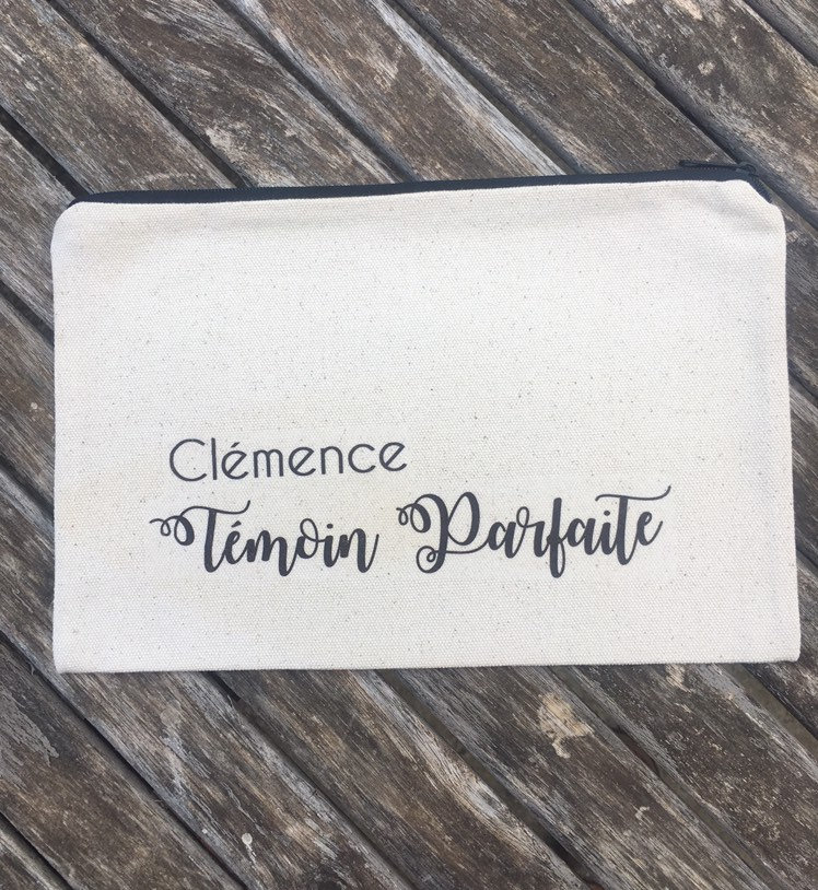 Personalisierter Reißverschlussbeutel Aus Baumwolle Für Zeugengeschenke Mit Vornamen Und Datum Ihrer Wahl Handgemachter von Banasah