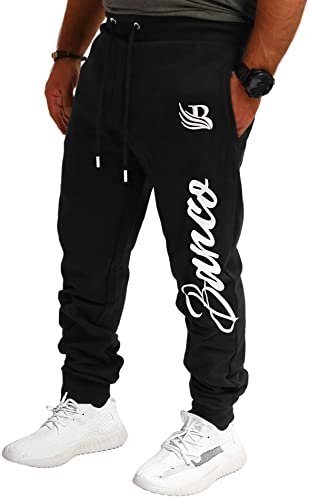 Banco Herren Jogginghose Trainingshose Sporthose Streetwear Style Hose (E201 Schwarz) 6XL von Banco
