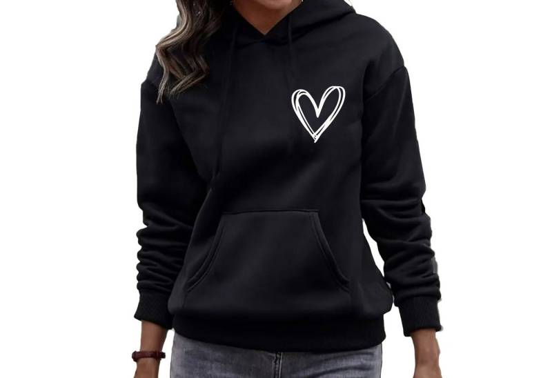 Banco Hoodie Damen Pullover Hoodie Love Liebe Herz Unifarbe Unifarben Größen XS - 6XL Hoodie von Banco