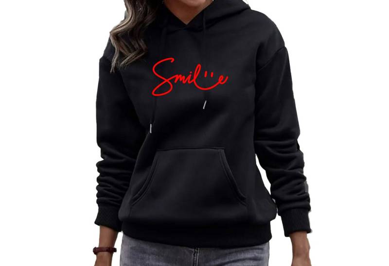 Banco Hoodie Damen Pullover Smile Unifarben Größen XS - 6XL, Unifarben, hochwertiger Druck von Banco
