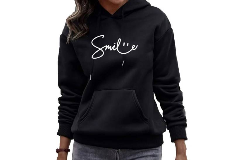 Banco Hoodie Damen Pullover Smile Unifarben Größen XS - 6XL, Unifarben, hochwertiger Druck von Banco