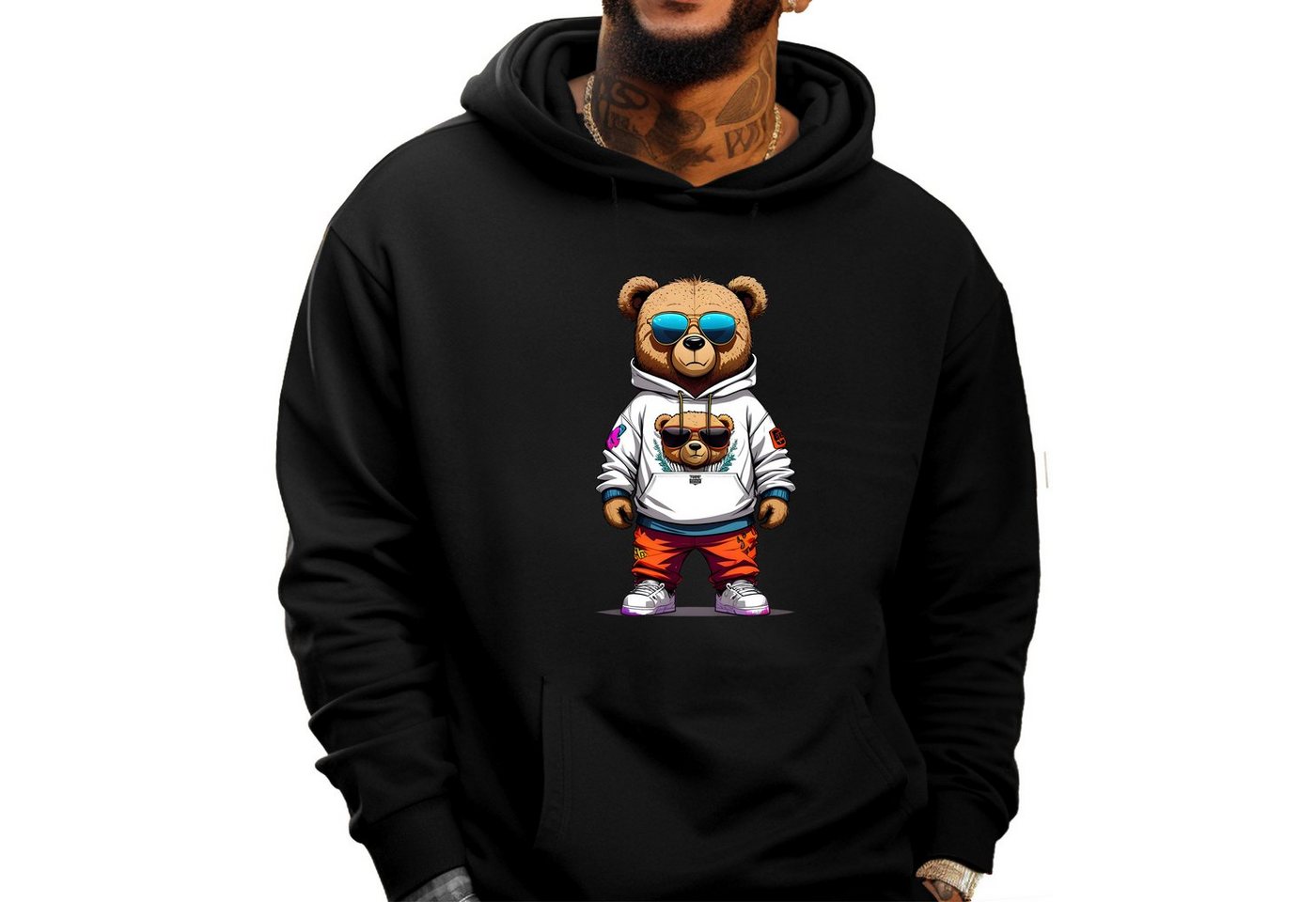 Banco Hoodie Herren Kapuzenpullover Hoodie Pullover Kapuze Druck TeddyBär von Banco