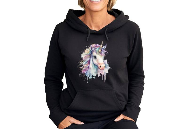 Banco Hoodie Kapuzenpullover Damen Hoodie Pullover Basic mit Unicorn mit Kapuze mit Kängurutasche, hochwertiger Druck von Banco