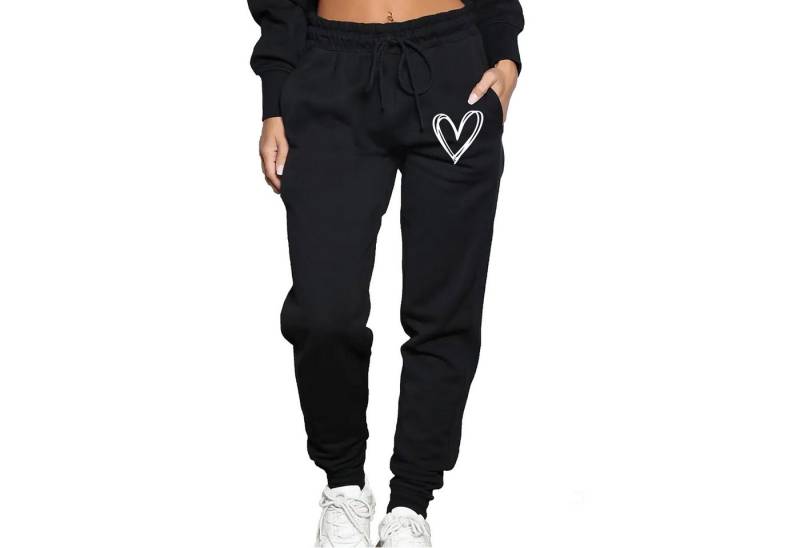 Banco Jogginghose Damen Jogginghose Sweatpants Freizethose Heart Herz Größen S-XXL, hochwertiger Druck von Banco
