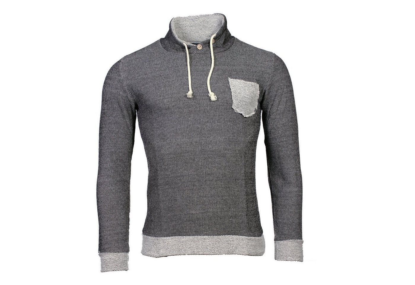 Banco Longpullover Banco Langarmshirt Herren mit Brusttasche und Kordelzug von Banco