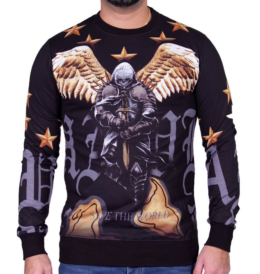 Banco Longpullover Langarmshirt Herren mit ausgefallenem Print Longsleeve von Banco