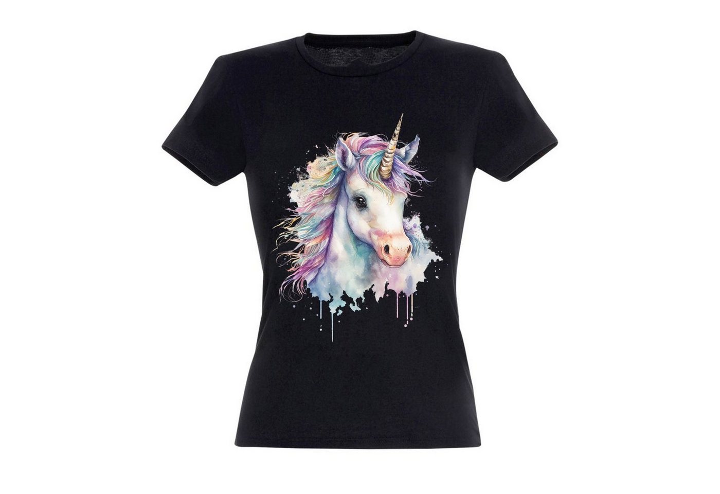 Banco T-Shirt Banco Damen Einhorn Kopfdruck T-Shirt mit hochwertigen Druck von Banco