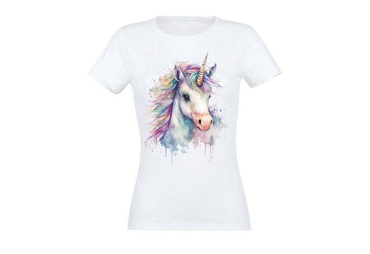 Banco T-Shirt Banco Damen Einhorn Kopfdruck T-Shirt mit hochwertigen Druck von Banco