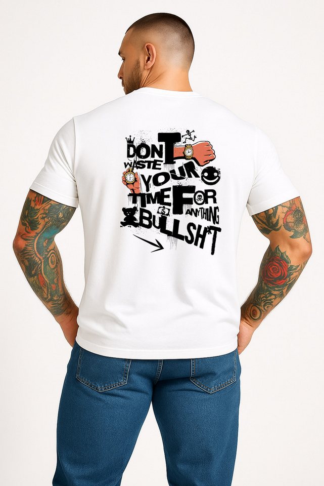 Banco Print-Shirt Herren „Don’t Waste Time“ mit Spruch-Print – Streetwear Sommer Unifarben von Banco
