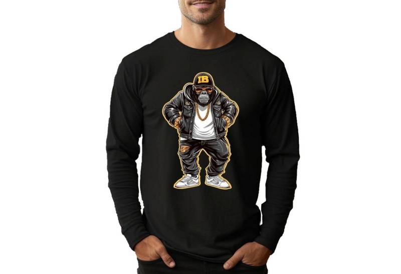 Banco Spitzenshirt Longsleeve Langarmshirt Rundhals mit hochwertigem Druck von Banco