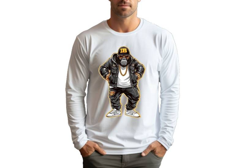 Banco Spitzenshirt Longsleeve Langarmshirt Rundhals mit hochwertigem Druck von Banco