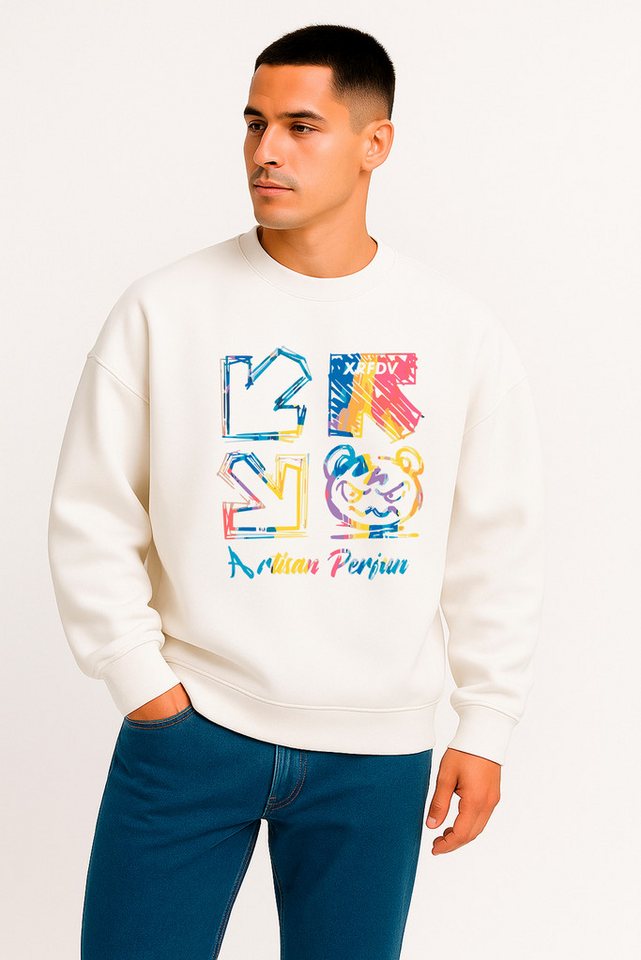 Banco Sweatshirt Herren Oversize Rundhals Pullover Oversized Fit Extra weit, mit verlängerten Schultern. von Banco