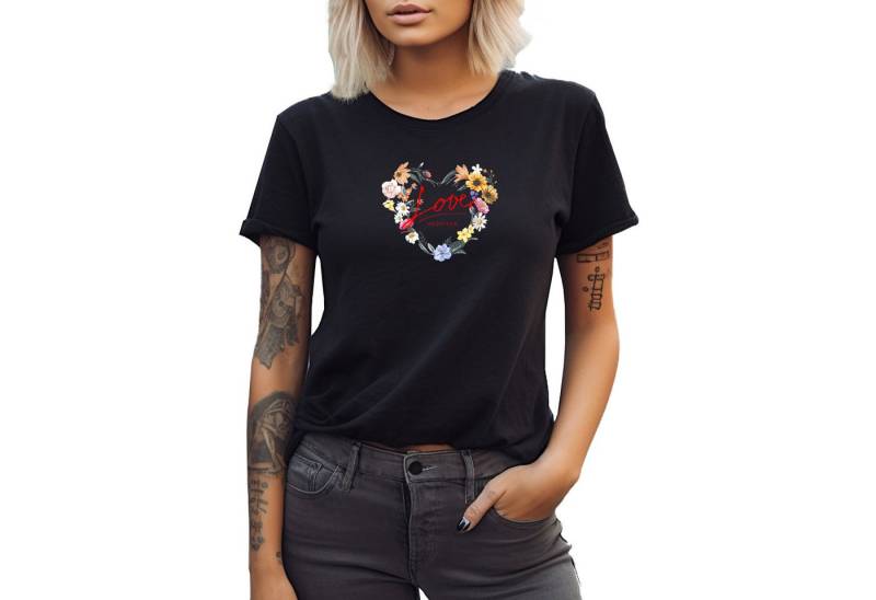 Banco T-Shirt Damen Freizeit Sommer Basic Rundhals Herz Love von Banco