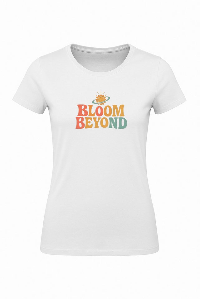 Banco T-Shirt Damen Rundhals T-Shirt „BLOOM BEYOND“ – 100% Baumwolle, Medium Fit Inspirierender Print „BLOOM BEYOND“ auf weichem Baumwollstoff von Banco