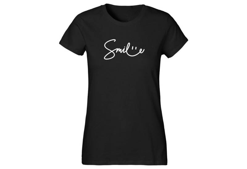 Banco T-Shirt Damen Smile Sommer Unifarben hochwertiger Print von Banco
