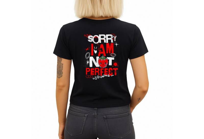 Banco T-Shirt Damen – "Sorry I Am Not Perfect" Aufdruck Urban Style – Sommer hochwertiger Print von Banco