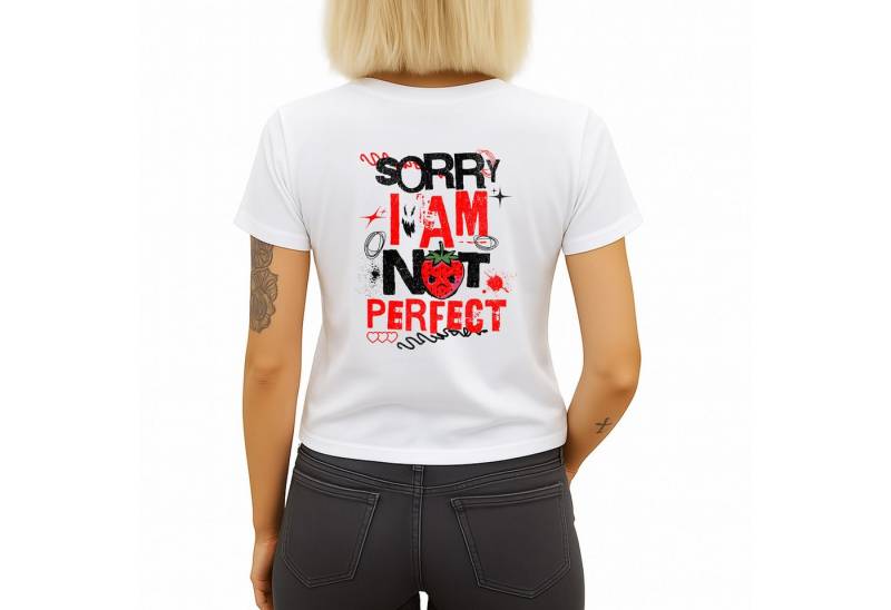 Banco T-Shirt Damen – "Sorry I Am Not Perfect" Aufdruck Urban Style – Sommer hochwertiger Print von Banco