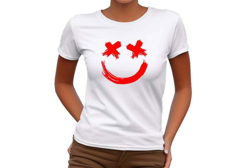 Banco T-Shirt Damen Unifarben Smiley Gesicht Größe XS bis 6XL von Banco