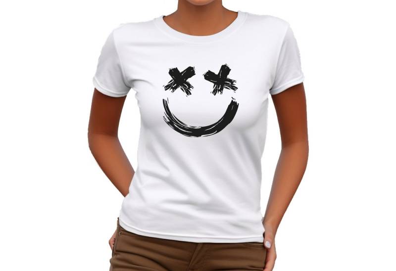 Banco T-Shirt Damen Unifarben Smiley Gesicht Größe XS bis 6XL von Banco