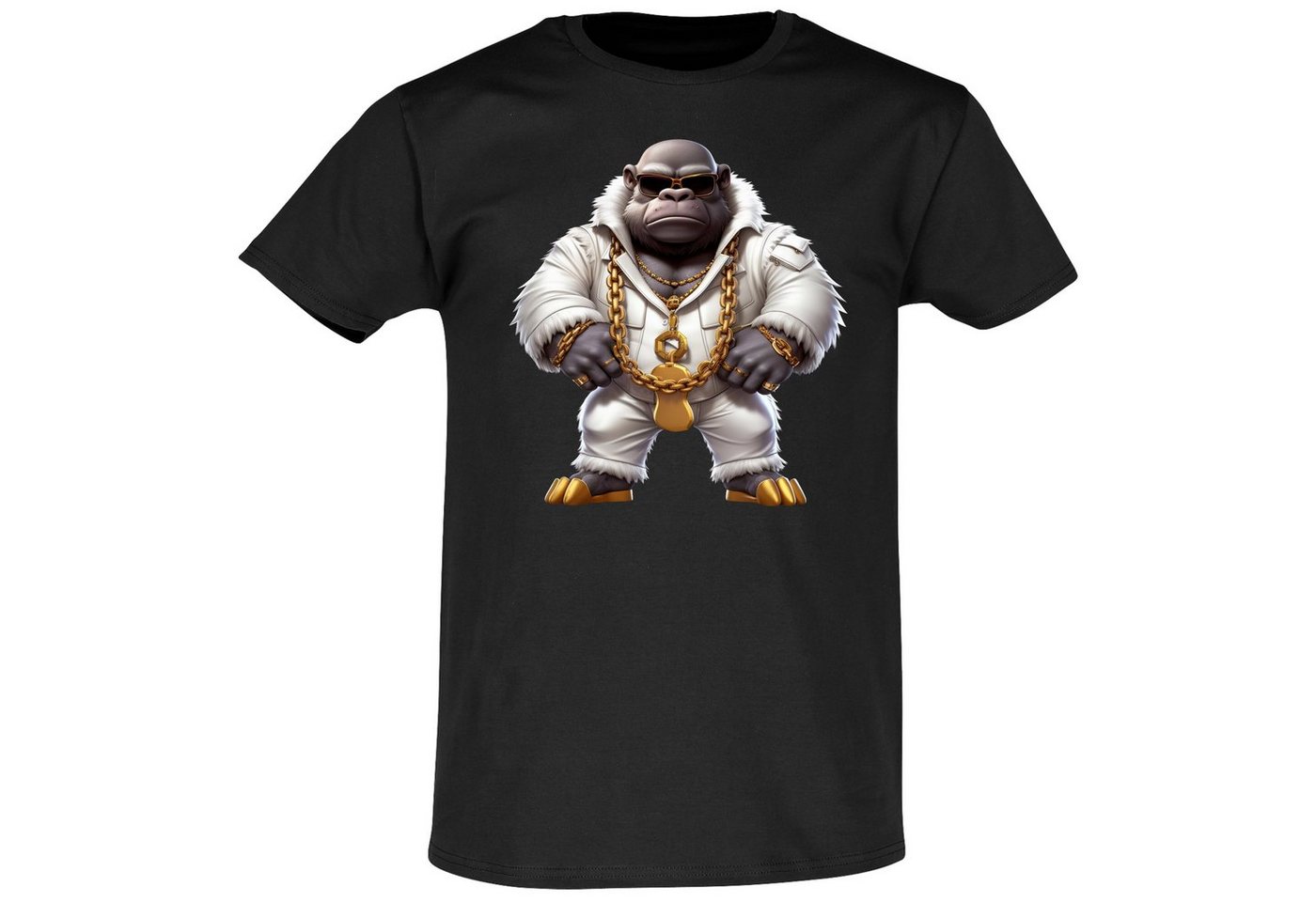 Banco T-Shirt Herren Gangsta Gorilla Mit Goldkette aus 100% Baumwolle von Banco