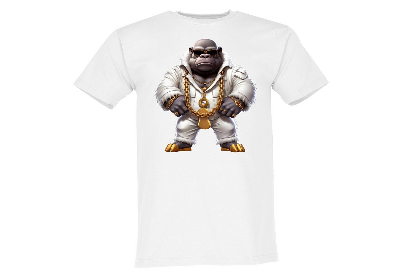 Banco T-Shirt Herren Gangsta Gorilla Mit Goldkette aus 100% Baumwolle von Banco