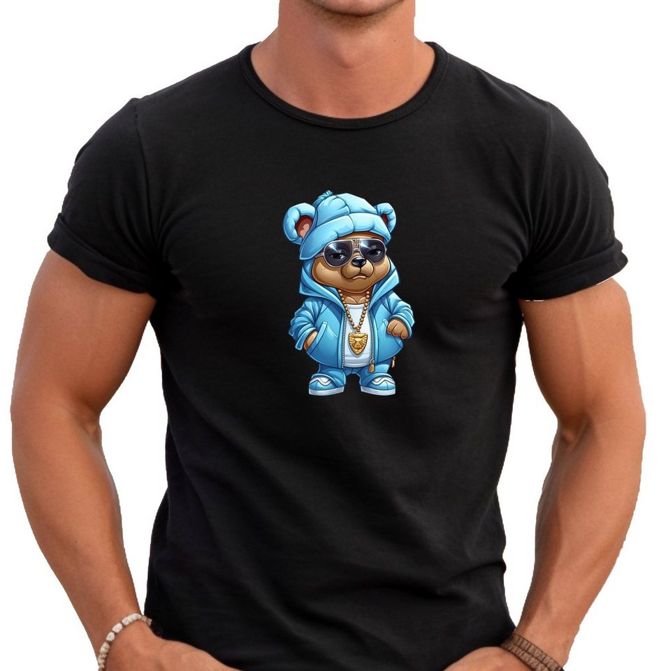 Banco T-Shirt Herren T-Shirt Gangster Bär mit blauem Anzug 100% Baumwolle von Banco