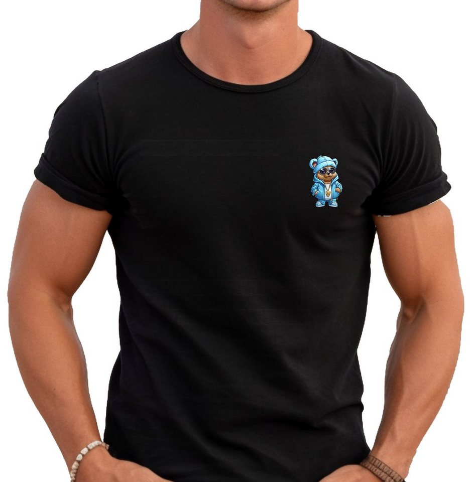 Banco T-Shirt Herren T-Shirt Gangster Bär mit blauem Anzug 100% Baumwolle von Banco