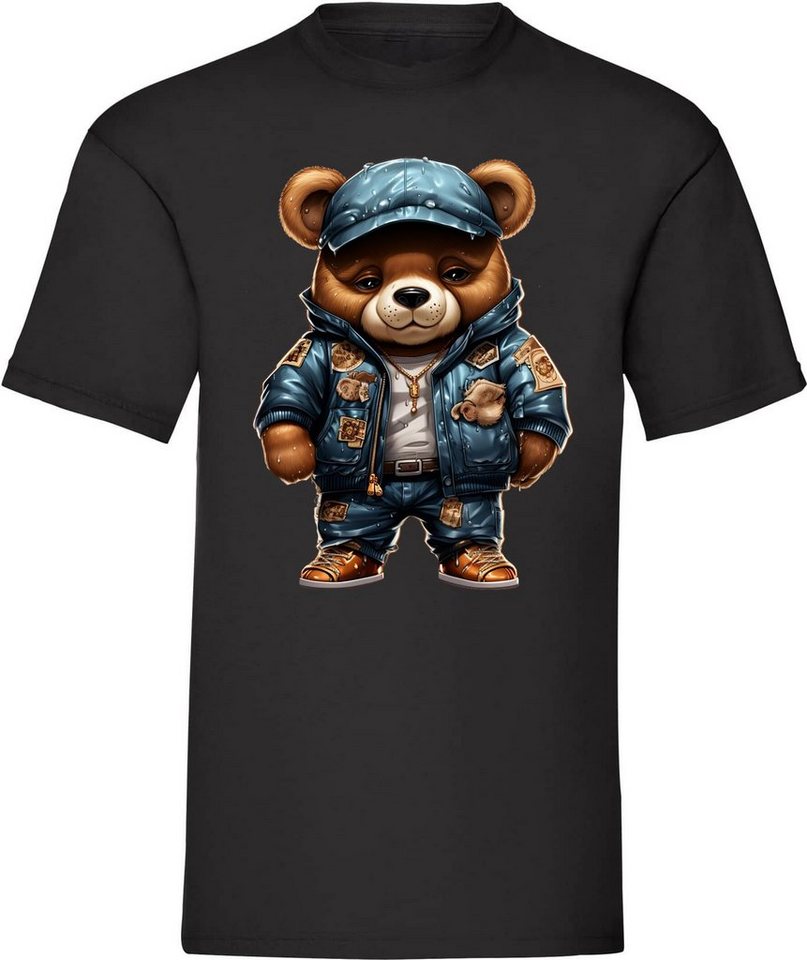 Banco T-Shirt Herren T-Shirt Gangster Bär mit blauer Jacke und Kappe 100% Baumwolle von Banco