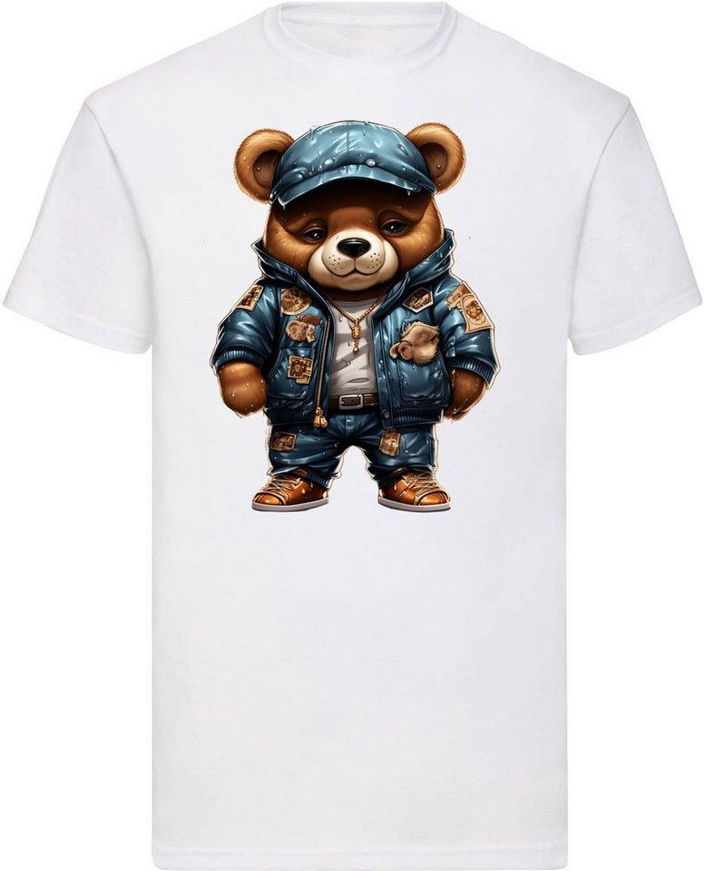 Banco T-Shirt Herren T-Shirt Gangster Bär mit blauer Jacke und Kappe 100% Baumwolle von Banco