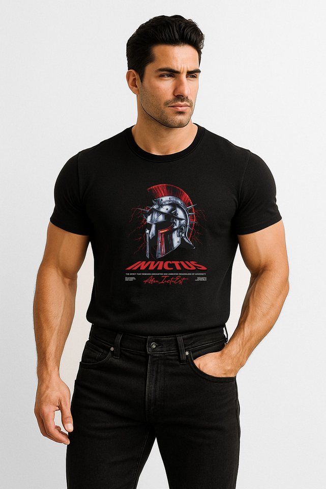 Banco T-Shirt Herren „Invictus Gladiator“ Hochwertiger Frontprint, robust & stylisch Unifarben von Banco