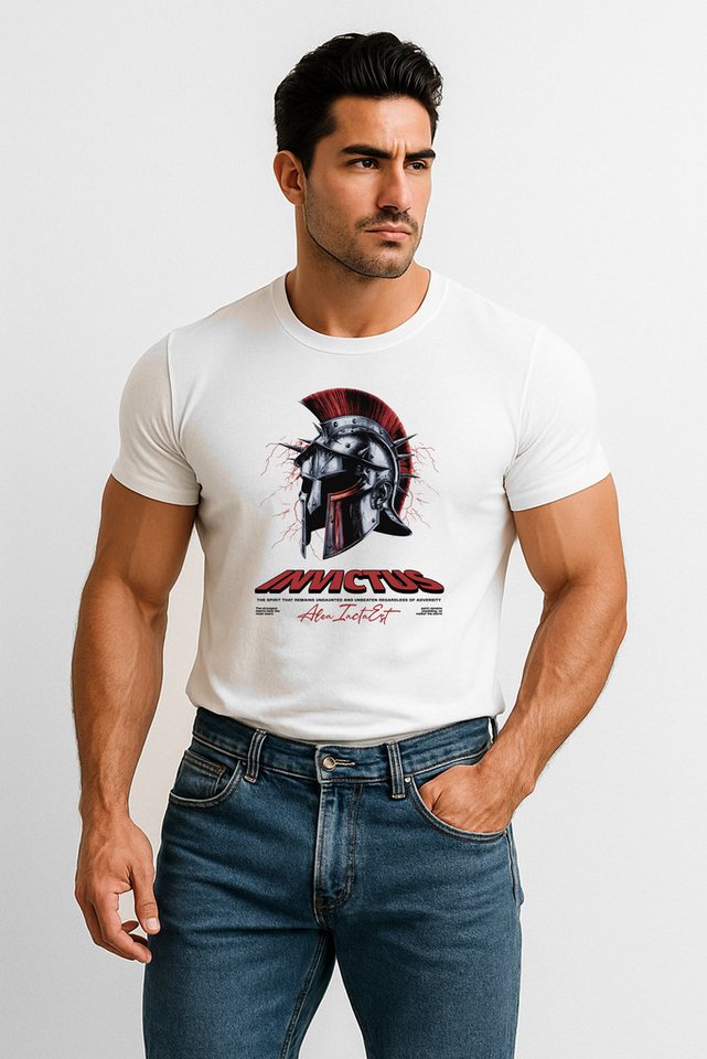 Banco T-Shirt Herren „Invictus Gladiator“ Hochwertiger Frontprint, robust & stylisch Unifarben von Banco