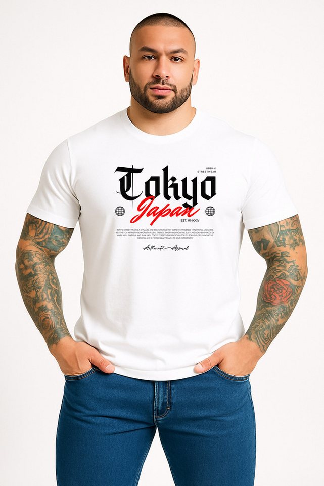 Banco T-Shirt Herren „Tokyo Japan“ – Urban Streetwear mit Frontprint Sommer Unifarben von Banco