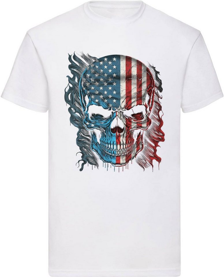 Banco T-Shirt Herren USA Totenkopf (39) mit Druck und 100% Baumwolle Print, 100% Baumwolle, Rundhals von Banco