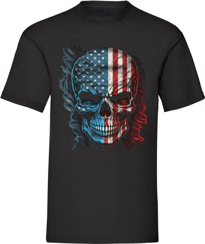 Banco T-Shirt Herren USA Totenkopf (39) mit Druck und 100% Baumwolle Print, 100% Baumwolle, Rundhals von Banco