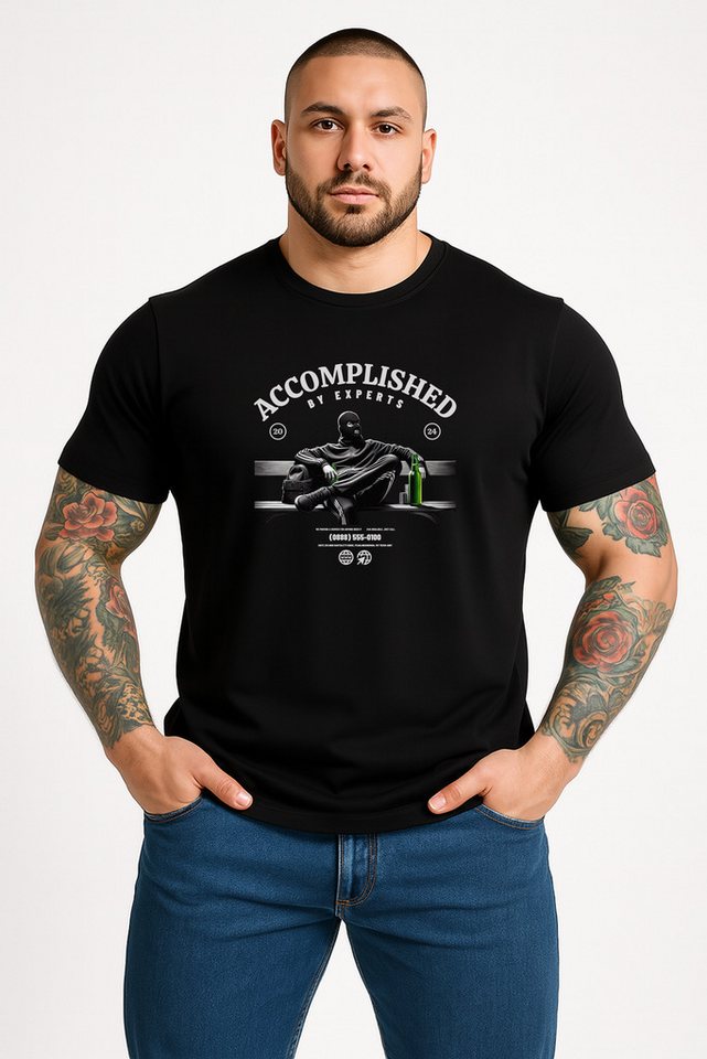 Banco T-Shirt Herren mit Print - Urban Streetwear "Accomplished by Experts" Unifarben von Banco