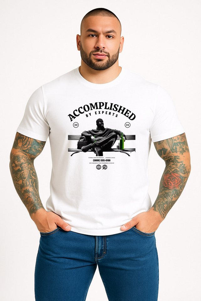Banco T-Shirt Herren mit Print - Urban Streetwear "Accomplished by Experts" Unifarben von Banco