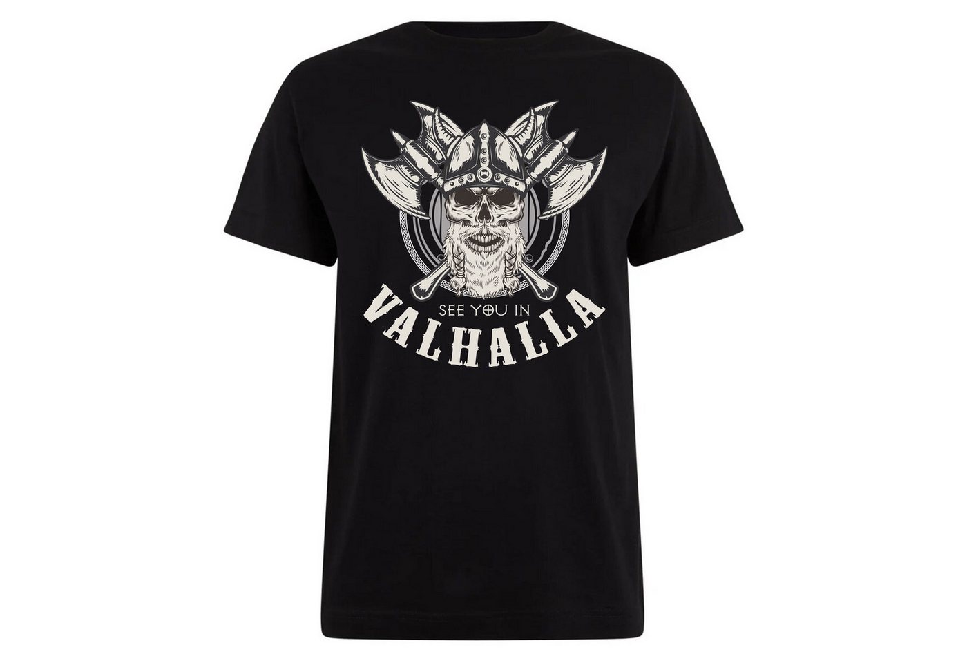 Banco T-Shirt Vikinger Shirt Herren Baumwolle Nordmann See you in Valhalla mit lizenziertem Print, Rundhalsausschnitt, Größe S - 5XL von Banco